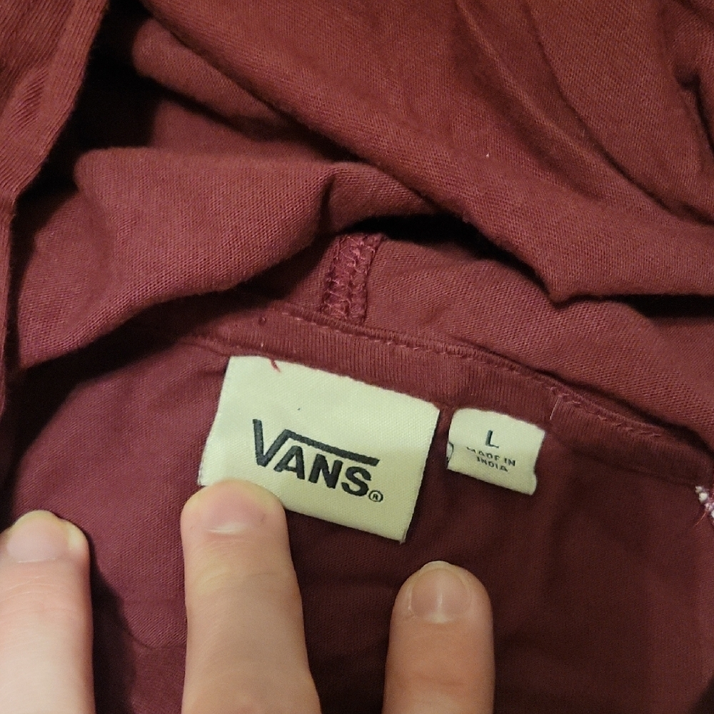 Vans Maroon Hoodie with Cream Sleeves - Picture 2 of 4